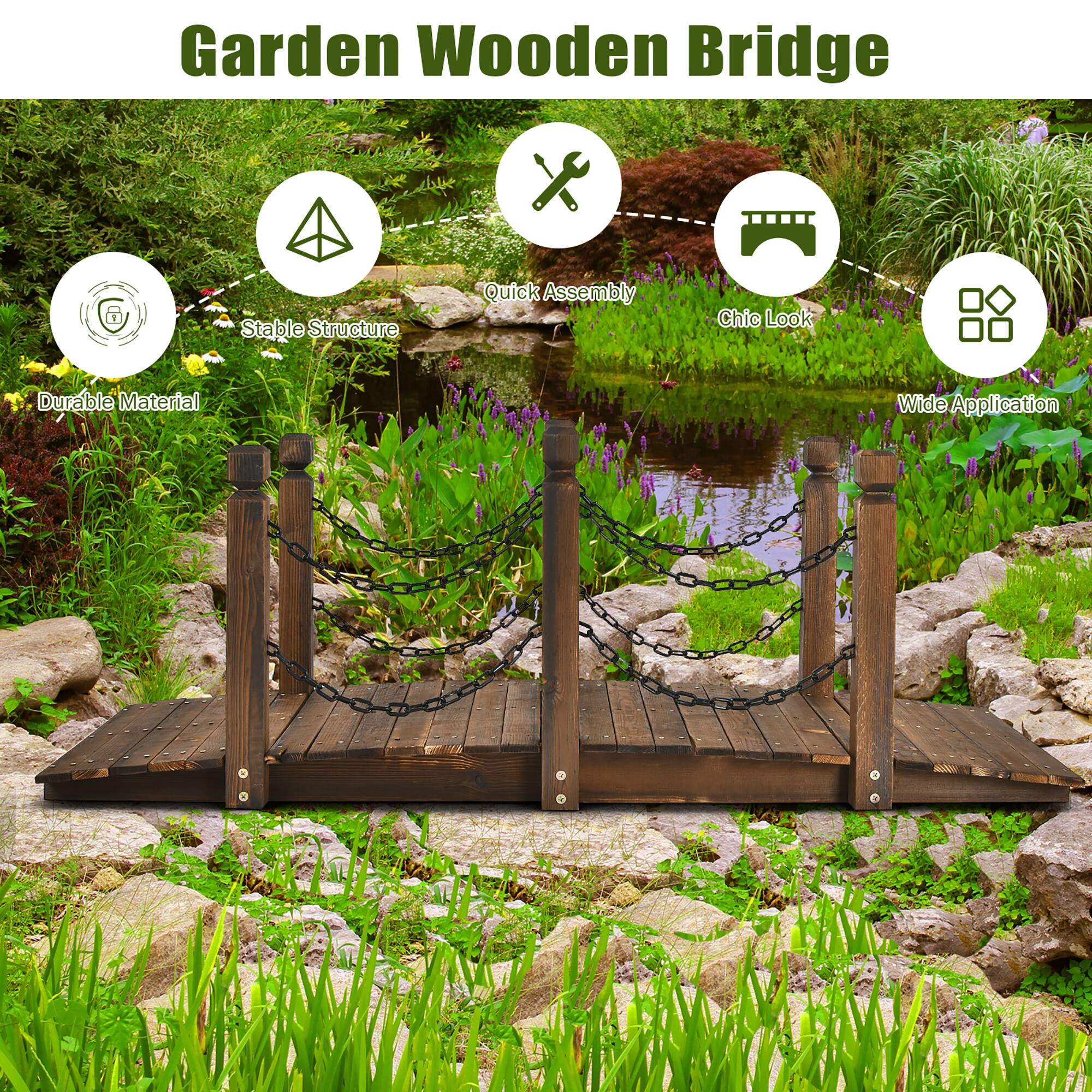Garden Wooden Bridge

- Stable Structure
- Quick Assembly
- Chic Look
- Durable Material
- Wide Application