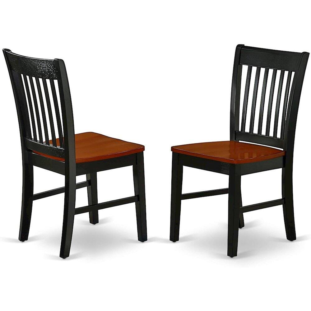 Alt View 2. FurniFact - Solid Wood 5 Piece Dining Table Set in Black & Cherry for 4 People - Black & Cherry.