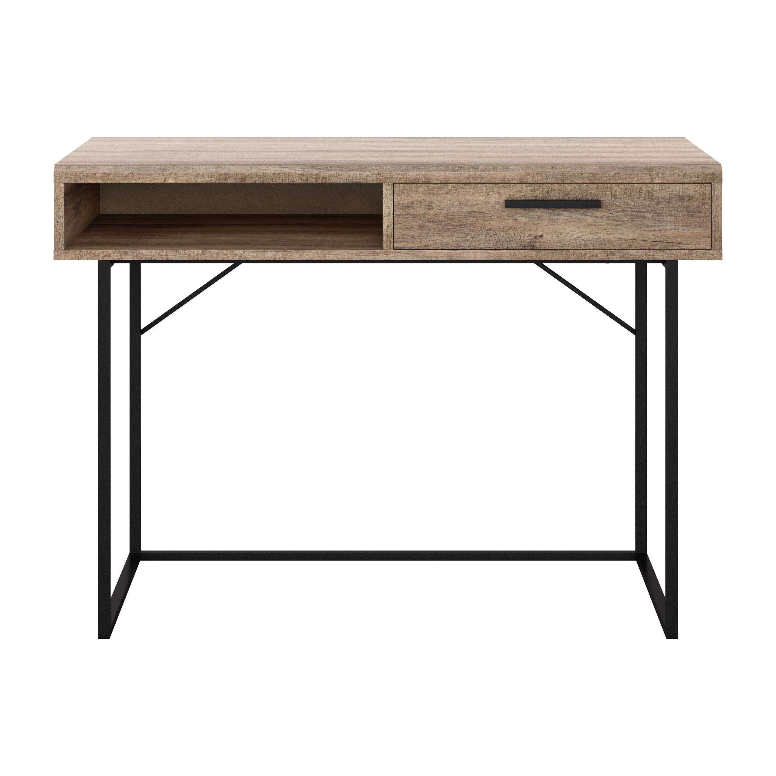 CorLiving - Fort Worth Wood Grain Finish Desk with Storage and drawer - Brown - Front_Zoom