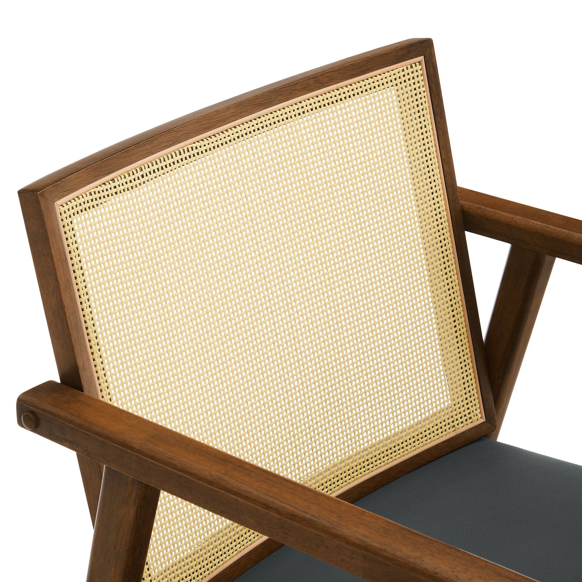 Alt View 4. Modway - Thera Vegan Leather and Cane Accent Armchairs Set of 2 by Modway - Black.