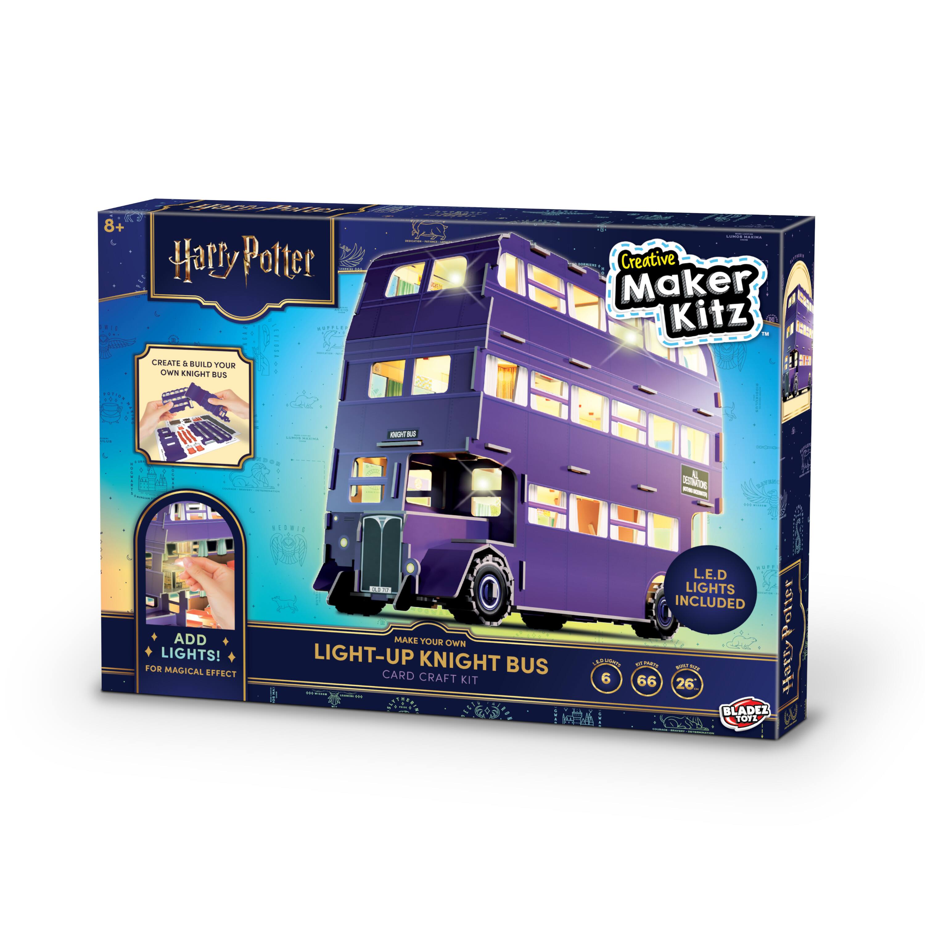 8+ Harry Potter Creative Maker Kitz CREATE & BUILD YOUR OWN KNIGHT BUS | ADD LIGHTS! FOR MAGICAL EFFECT | MAKE YOUR OWN LIGHT-UP KNIGHT BUS CARD CRAFT KIT | 23 LED LIGHTS INCLUDED