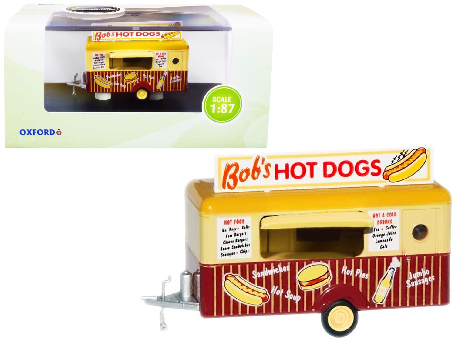 """Bob's Hot Dogs"" Mobile Food Trailer 1/87 (HO) Scale Diecast Model by Oxford Diecast" price history on PriceWatchPro
