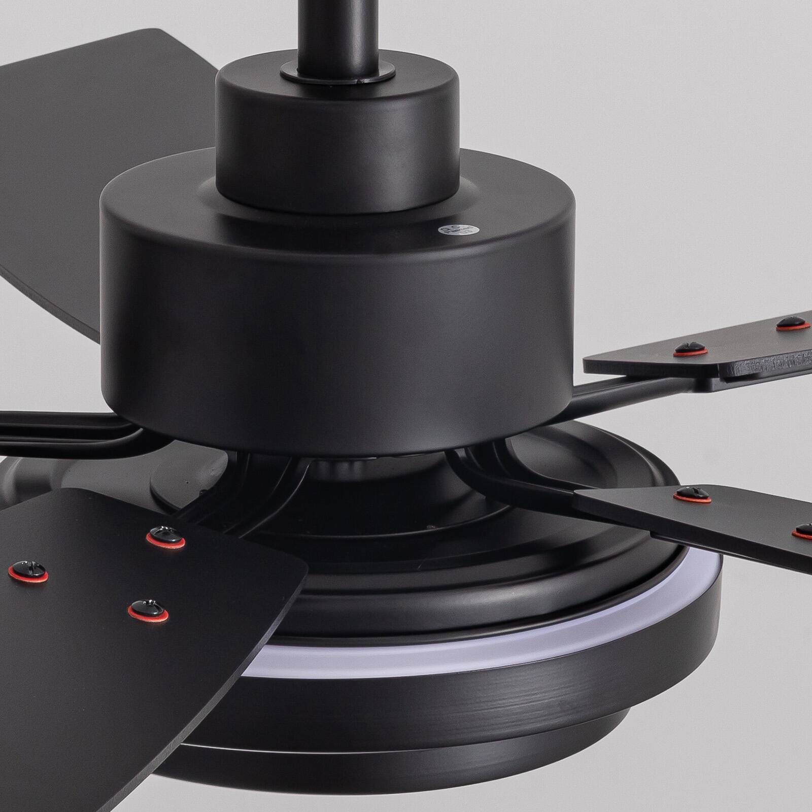 Alt View 8. Siljoy - 42 Inch Black Flush Mount Ceiling Fan with LED Lights, Remote, Reversible DC Motor,  Timer – for Bedroom & Living Room - Black.