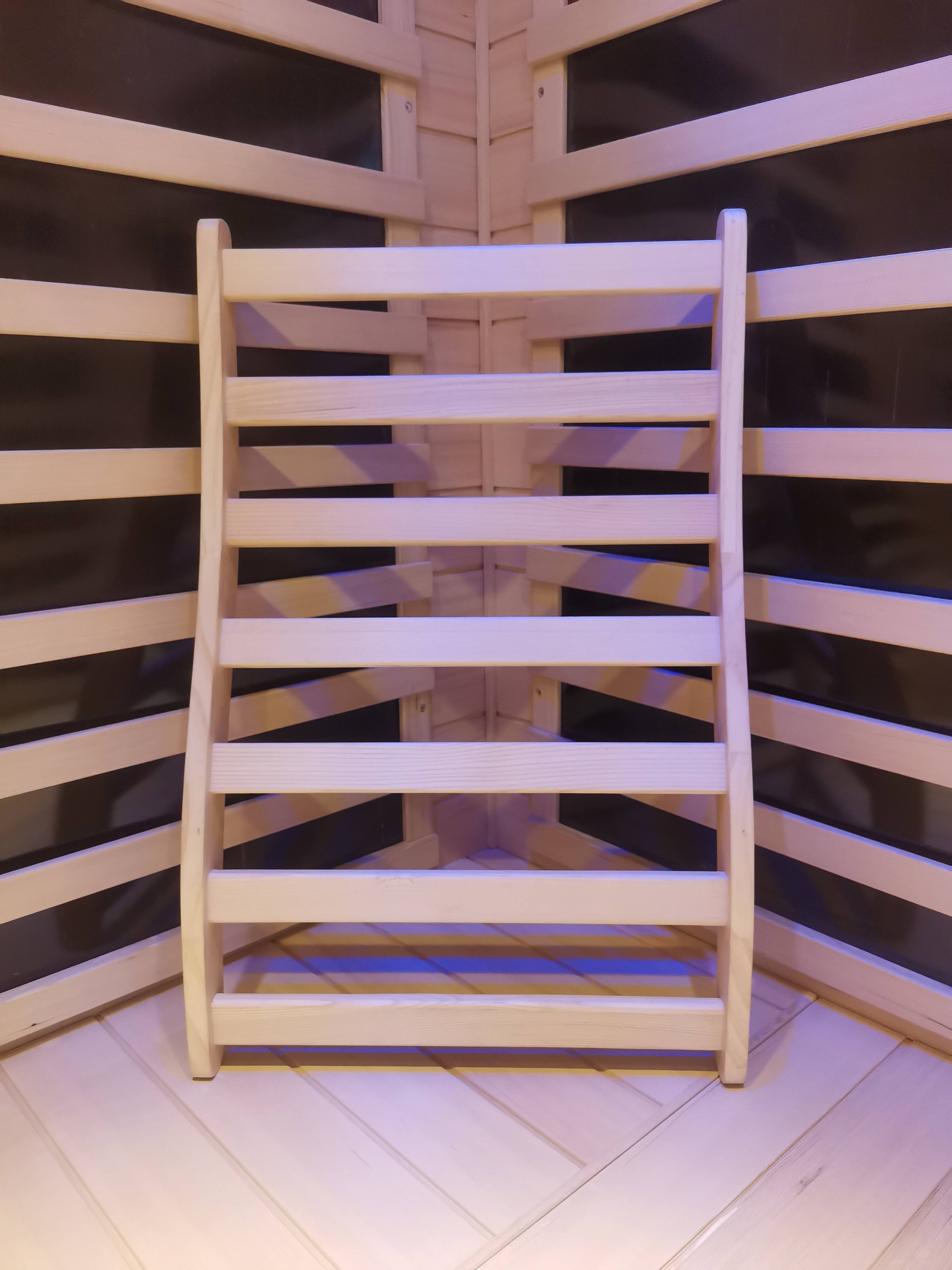 Front. APRILSOUL - Hemlock Round Stick Sauna Backrest - white.