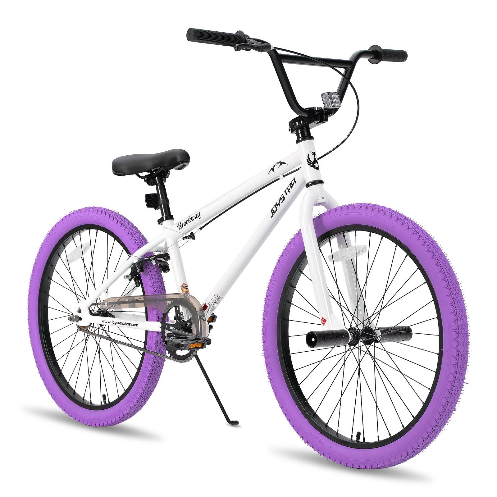 JOYSTAR - Brockway Freestyle Kids BMX Bike 24" Kids Bicycles for Ages 9-12, Girls Boys Beginner-Level Riders 2 Pegs - Purple