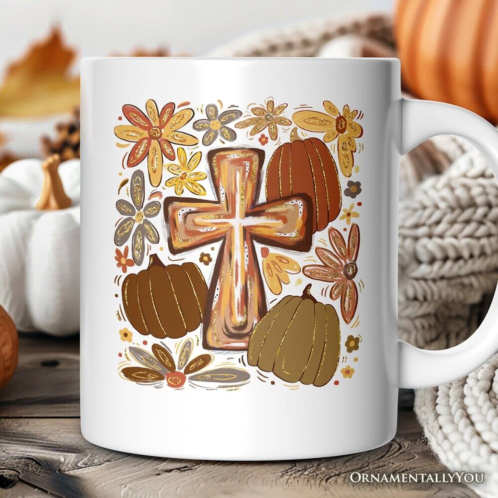 Back. OrnamentallyYou - Fall Blessings Mug, Autumn Christian Faith Gift - White.
