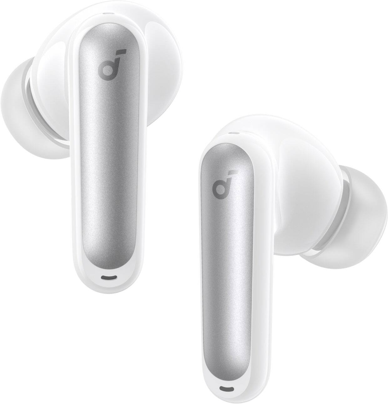 Angle. Soundcore - by Anker P41i Bluetooth Wireless In Ear Earbuds with Portable USB-C 3,000mAh Phone Charger (With Lightning Adapter) - White.