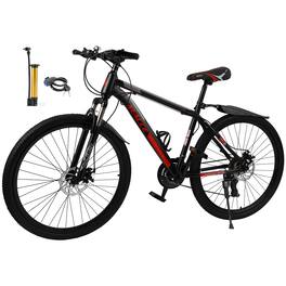 Topteng - 27.5" Mountain Bike for Adults - 27 Speed, Double Disc Brake, Full Suspension, High-Carbon Steel Frame - Matte Black
