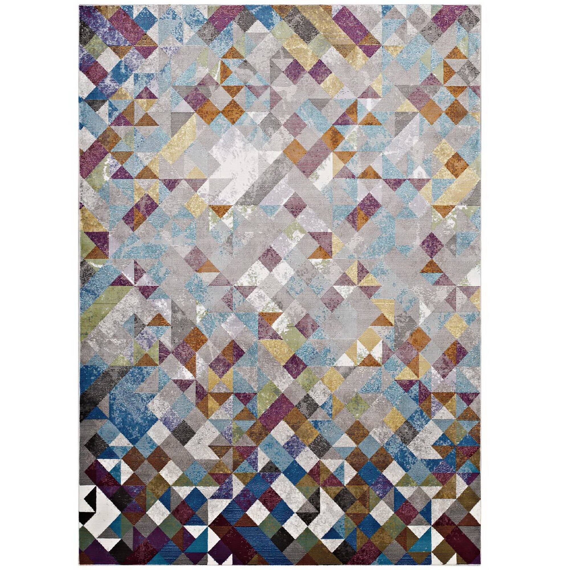 Angle. Modway - Lavendula Triangle Mosaic Area Rug - Multicolored.