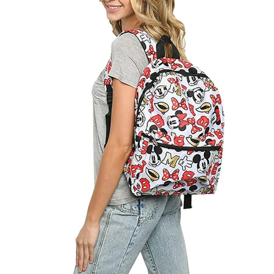 Alt View 6. Disney - Disney Mickey Minnie Mouse All Over Print 16" Backpack w/ Front Pocket White - Assorted Pre-Pack.