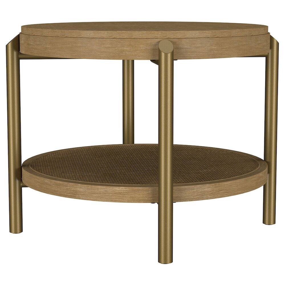 Alt View 4. Coaster Co. of America - Arini Round End Side Table With Storage Shelf Sand Wash - Yellow.
