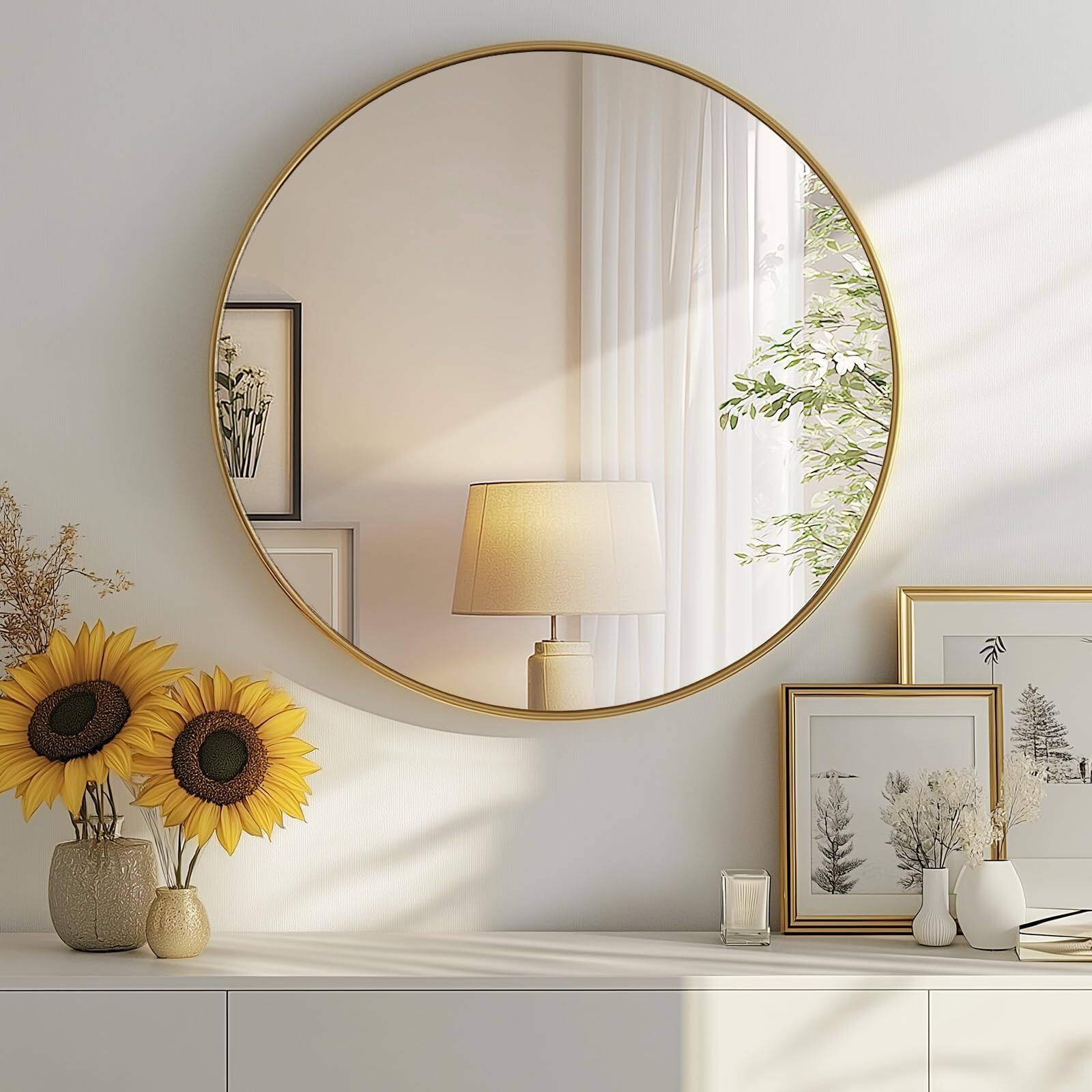 Gold-round-20"L x 20"W-Round Mirror