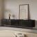 Front. POVISON - 94"Mid-Century Modern Tambour Door TV Stand ,Black - Black.