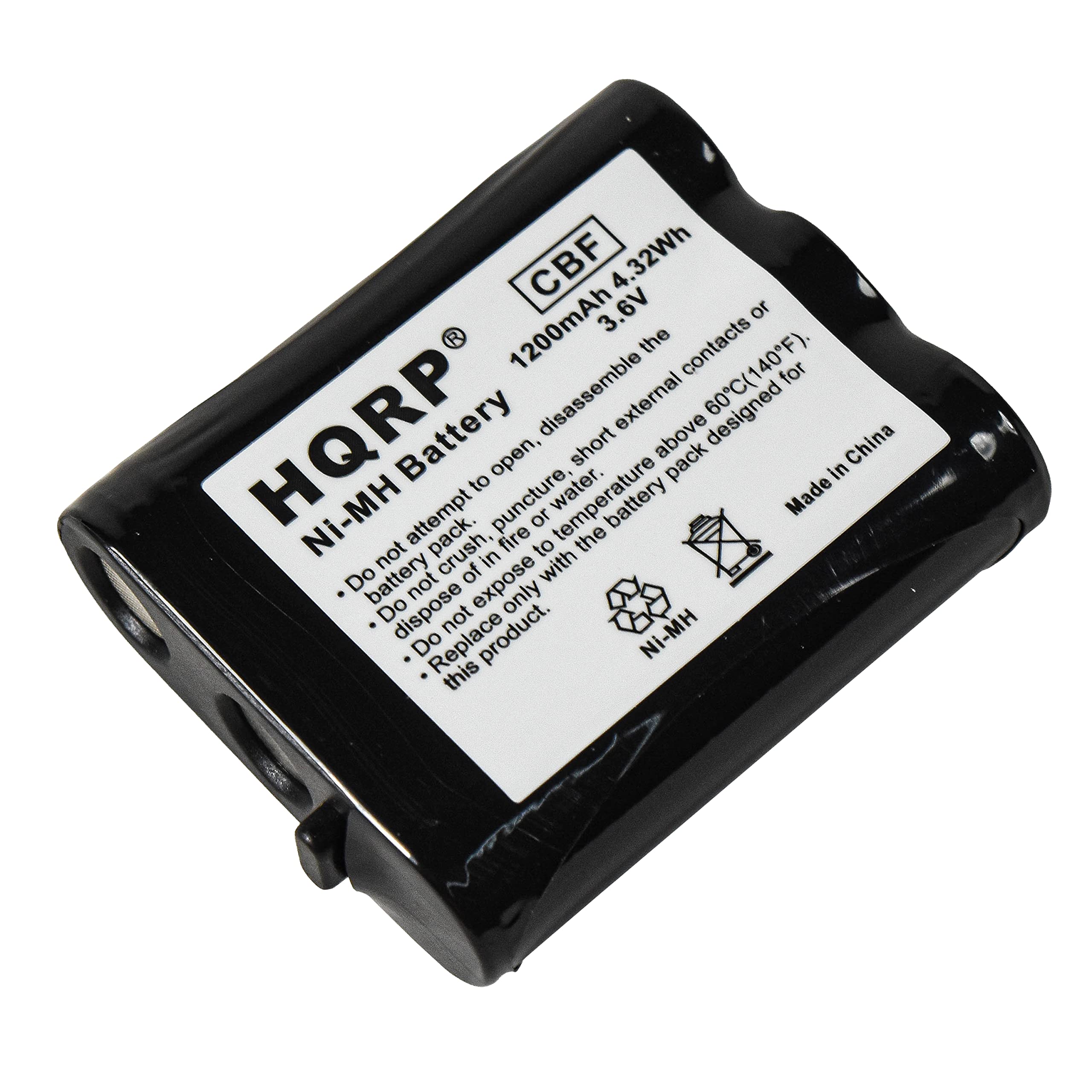 CBF 4.32Wh 1200mAh 3.6V or the contacts 60C(140F). for HQRP Battery disassemble external above designed open, short pack China to in puncture, water. temperature battery Made Ni-MH not attempt pack. crush, in fire or to the Do battery not of expose with Do dispose not only Do Replace product. Ni-MH this