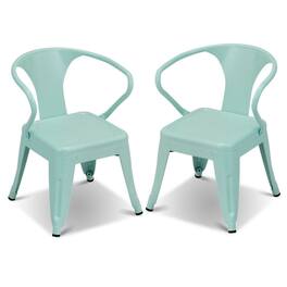 Pefilos - Set of 2 Steel Armchair Stackable Kids Chairs- Kids Couch for Kids - Green