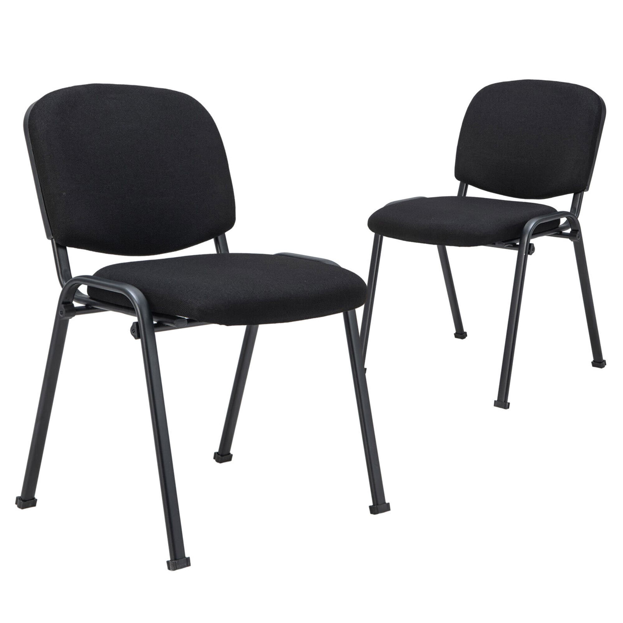 Gymax - Set of 2 Office Guest Chair Stackable Reception Chair Waiting Conference Room - Black