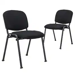 Gymax - Set of 2 Office Guest Chair Stackable Reception Chair Waiting Conference Room - Black