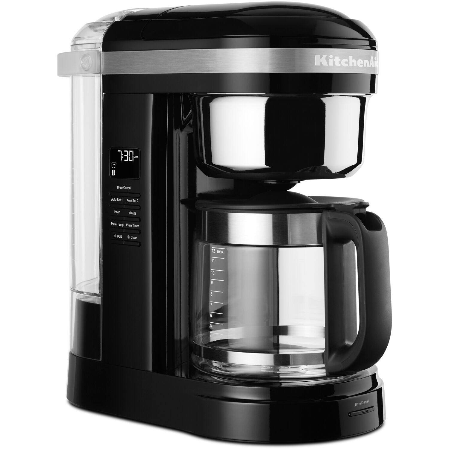 KitchenAid

7:30 AM

Brew Cancel
Auto Set 1 Auto Set 2
Hour Minute
Pulse Timer
Brew Cancel

12 max
11
10
9
8
7
6
5