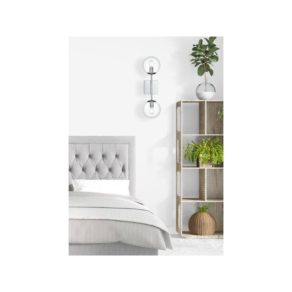 Alt View 3. Living District - Neri 6 Inch Wall Sconce Clear Shade in Chrome - Chrome And Clear.