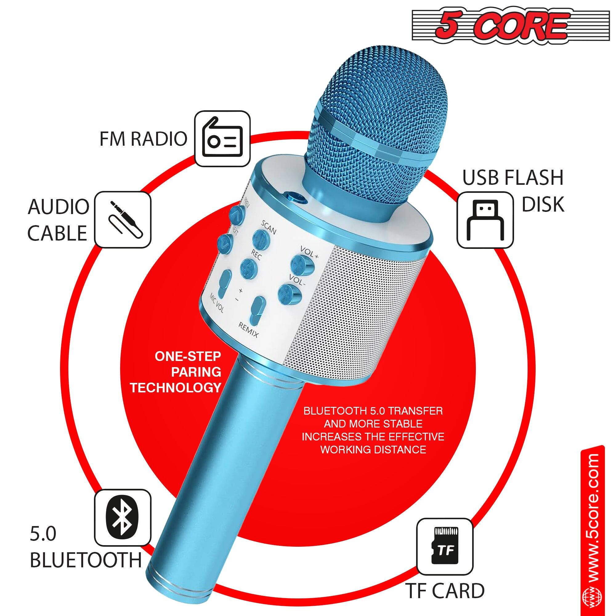 5 CORE FM RADIO USB FLASH AUDIO CABLE SCAN REC VOL+ VOL- VOL REMIX ONE-STEP PARING TECHNOLOGY BLUETOOTH 5.0 TRANSFER AND MORE STABLE INCREASES THE EFFECTIVE WORKING DISTANCE 5.0 TF BLUETOOTH TF CARD www.5core.com
