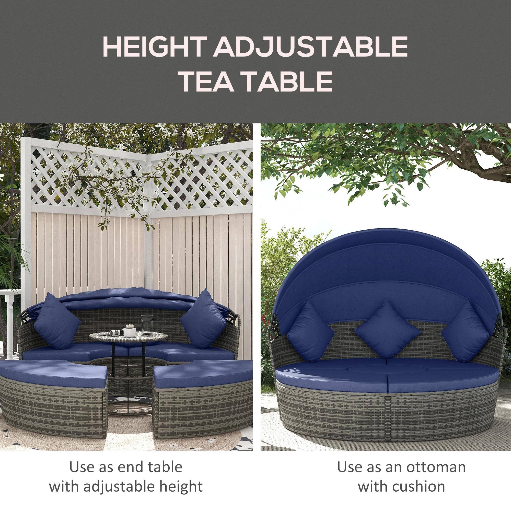 HEIGHT ADJUSTABLE TEA TABLE

Use as end table with adjustable height

Use as an ottoman with cushion