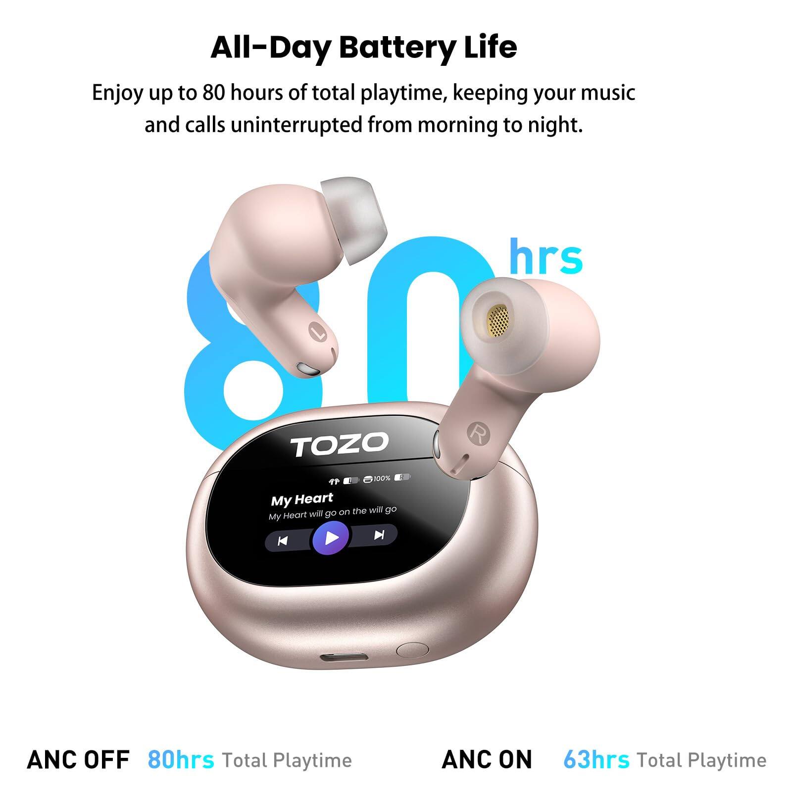 TOZO NC20 Pro ANC Earbuds – Touch Screen, LDAC Hi Res, 6 Mic AI