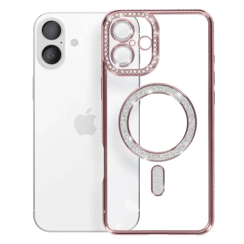 Alt View 2. Entronix - Entronix [Magnetic] Case for iPhone 17 - [Clear Back] Luxury Diamonds - Gold.