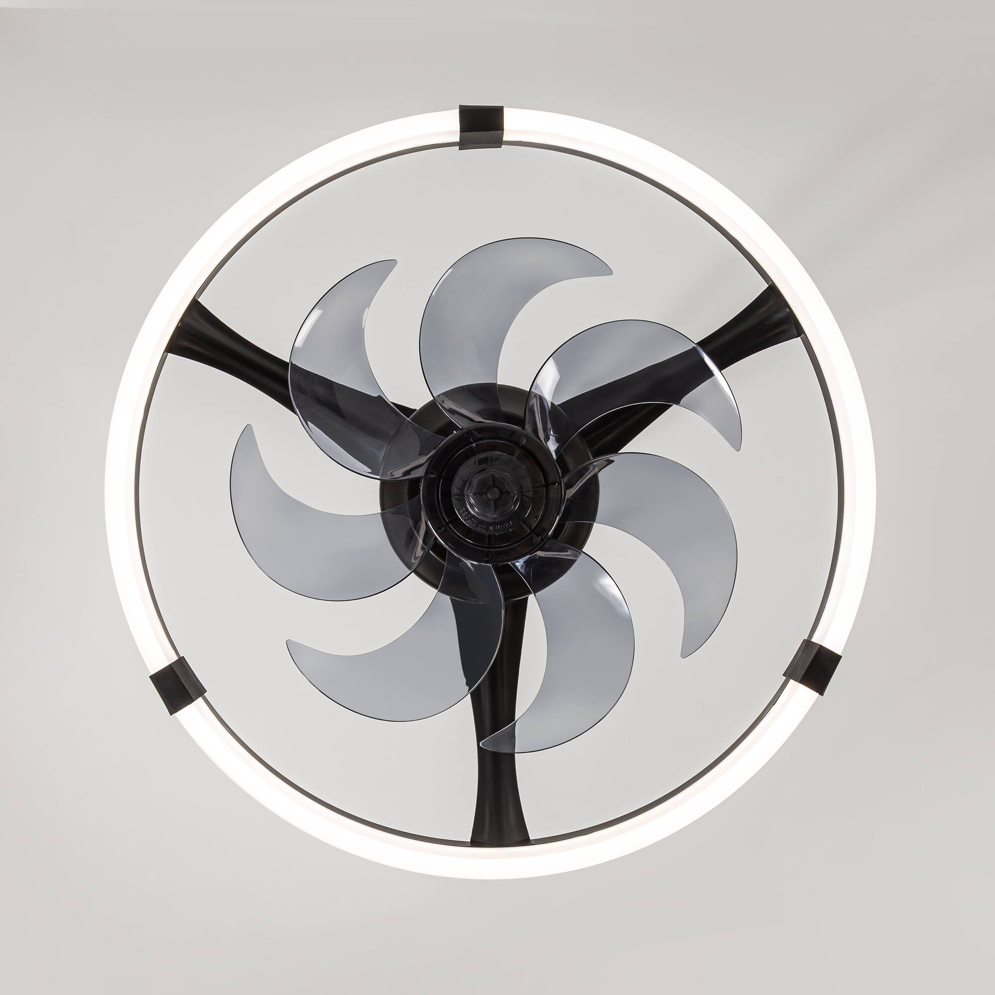 Alt View 6. Breezary - 20-Inch Detachable Enclosed Ceiling Fan with LED Light, Remote, 7 Blades & Reversible DC Motor – Stylish & Functional - Black and Blue-Gray.