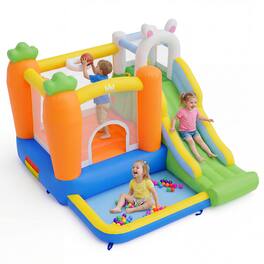 Gymax - Rabbit Inflatable Playground w/Climbing Wall Slide & Ball Pit for Kids 3-12 - Multicolor