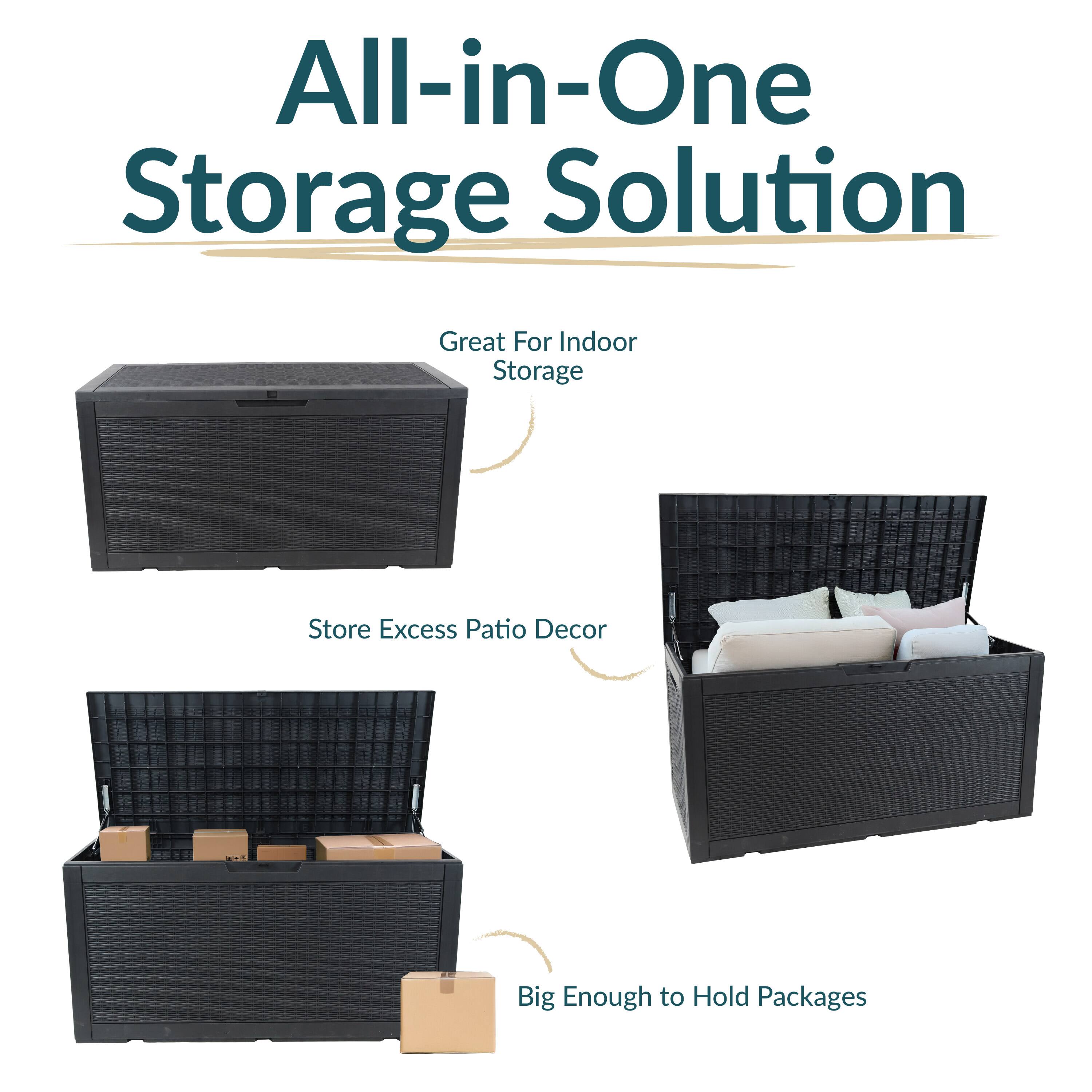 All-in-One Storage Solution

Great For Indoor Storage

Store Excess Patio Decor

Big Enough to Hold Packages