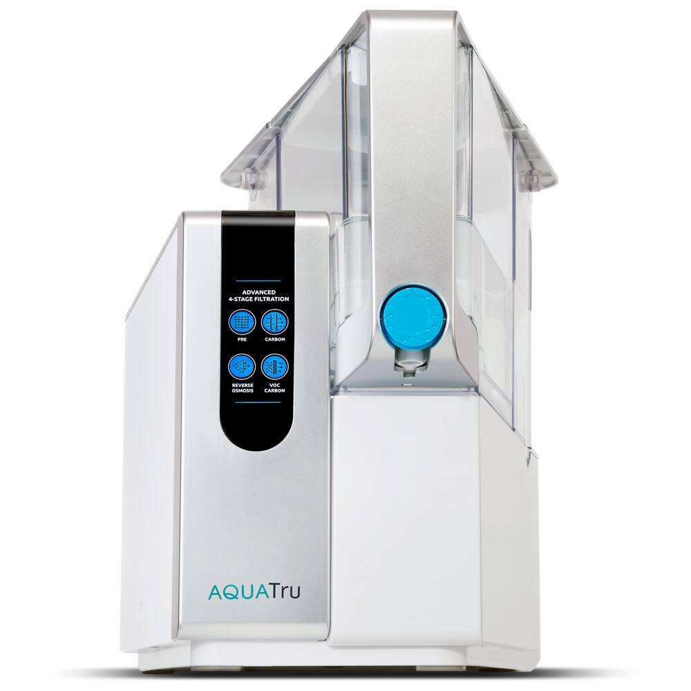AQUATru 4-Stage Filtration: Pre Carbon, Reverse Osmosis, Carbon, VOC Carbon