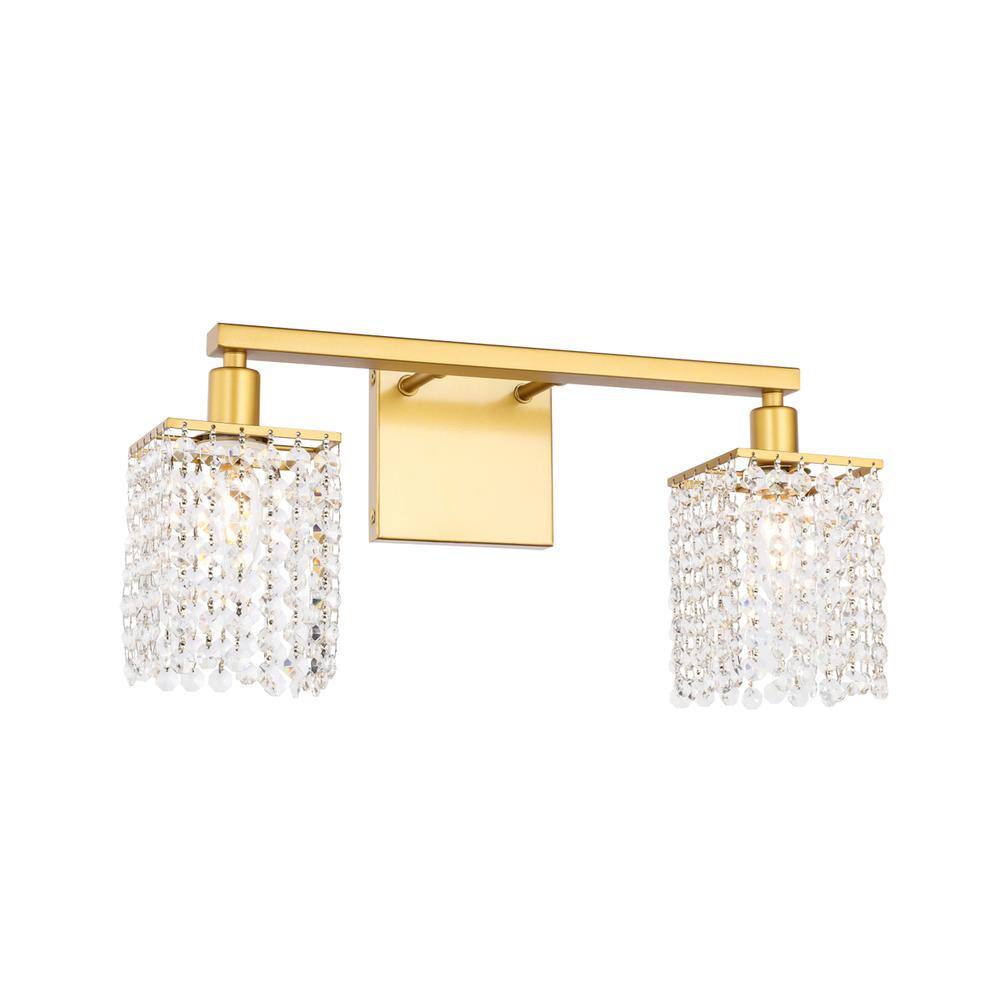 Alt View 6. Living District - Phineas 2 light Brass and Clear Crystals wall sconce - Brass And Clear Crystals.