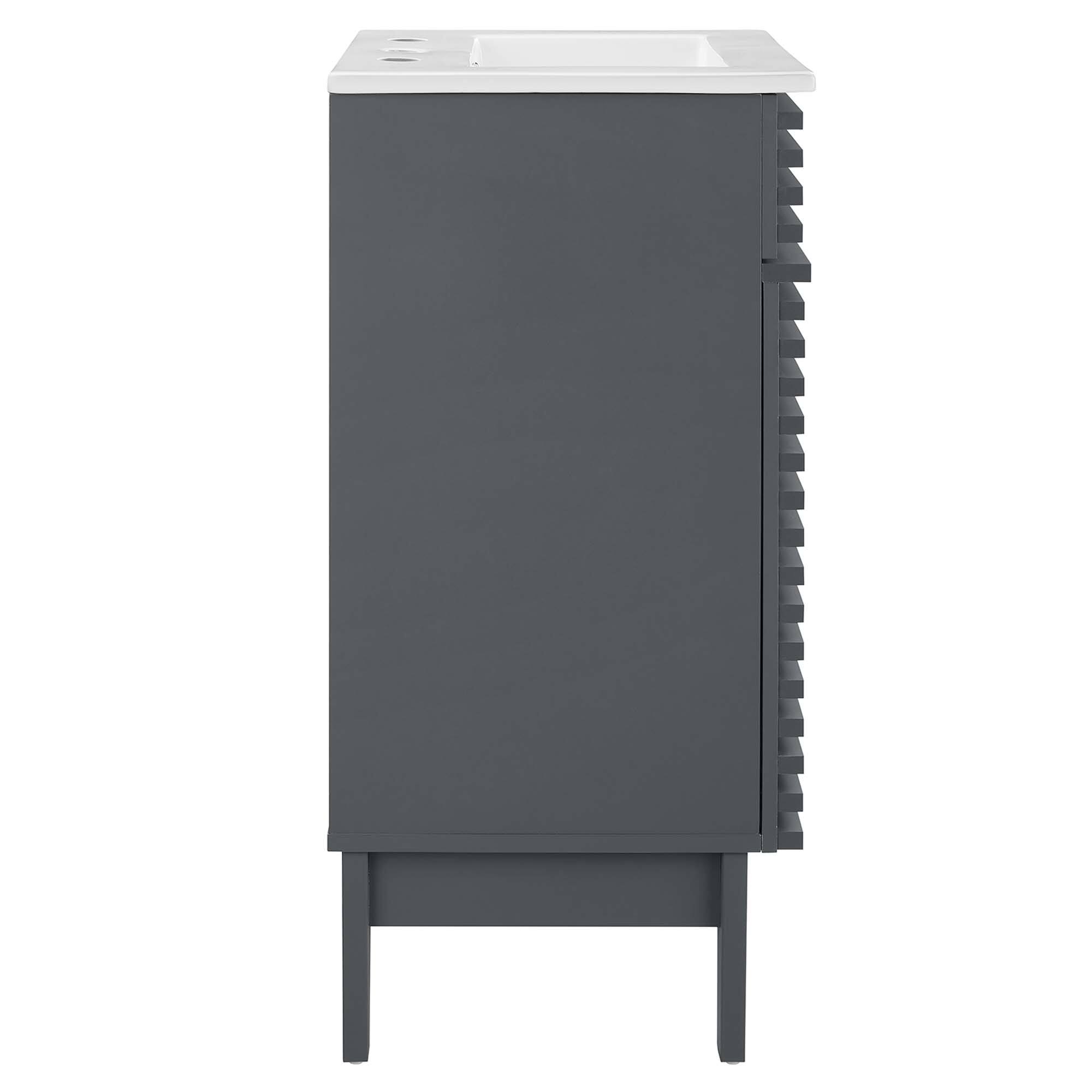 Alt View 1. Modway - Render 18" and 24" Bathroom Vanities with White Basin Included - Gray White.