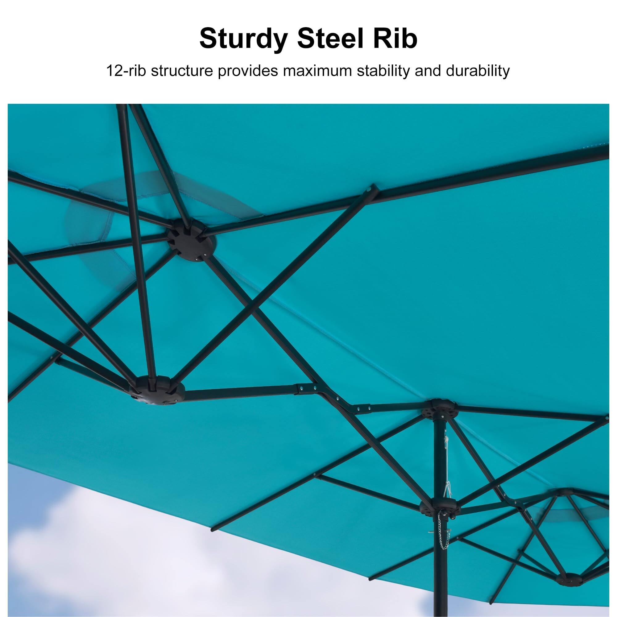 Sturdy Steel Rib  
12-rib structure provides maximum stability and durability