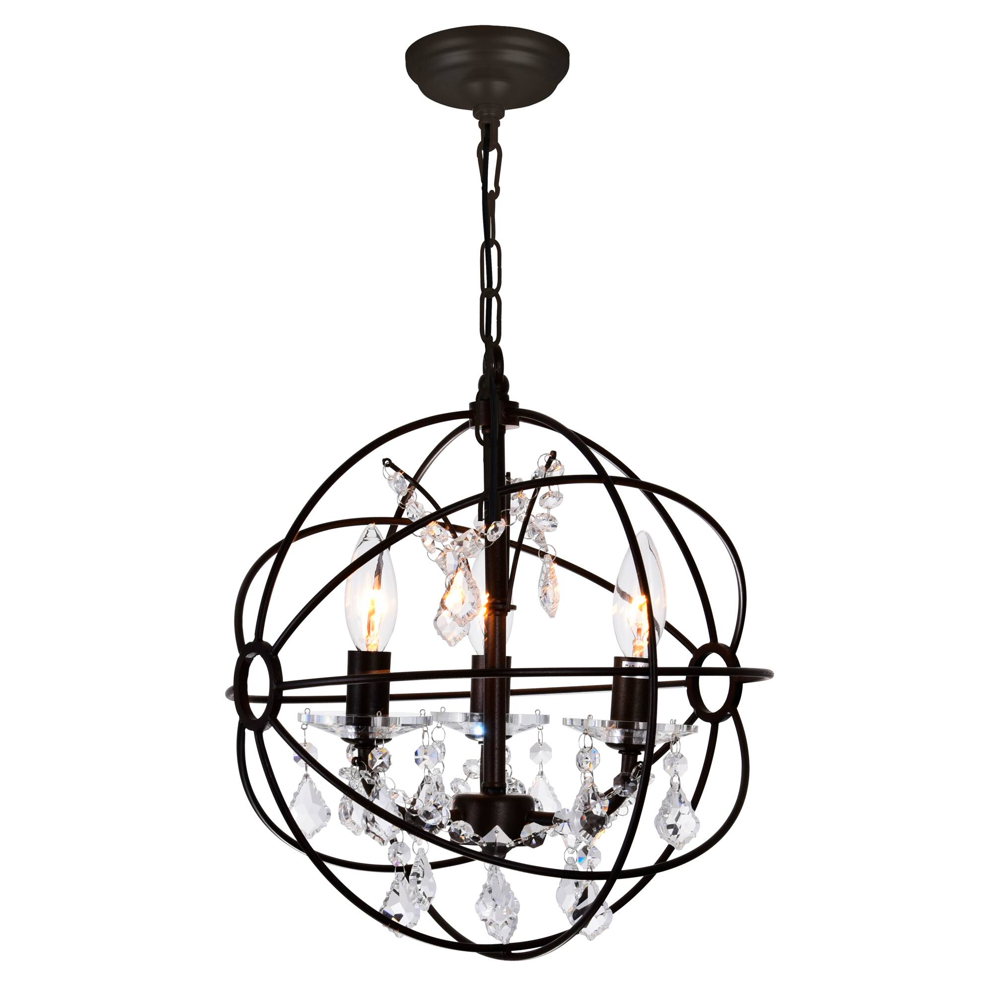 Front. CWI Lighting - Campechia 3 Light Up Mini Chandelier With Brown Finish - Brown.