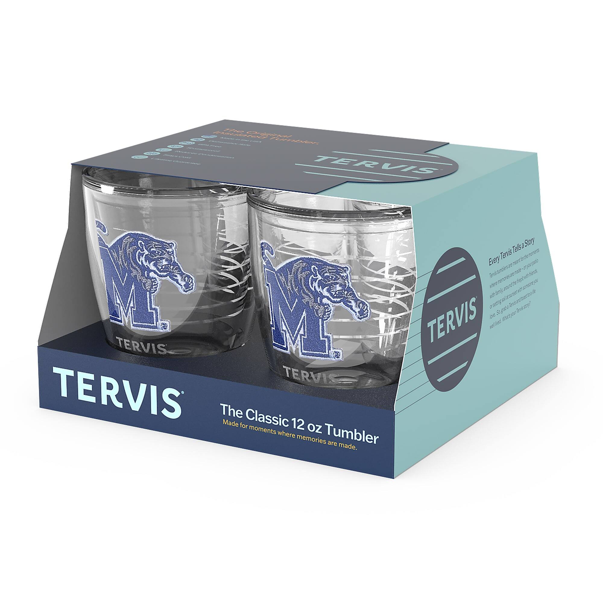 TERVIS  
The Classic 12 oz Tumbler  
Made for moments where memories are made.  

Every Tervis Tumbler Story  
The Tervis Tumbler is more than just a tumbler. It's a story. A story of moments, memories, and milestones. It's a story of love, laughter, and life. It's a story of you.  

TERVIS  
The Classic 12 oz Tumbler  
Made for moments where memories are made.