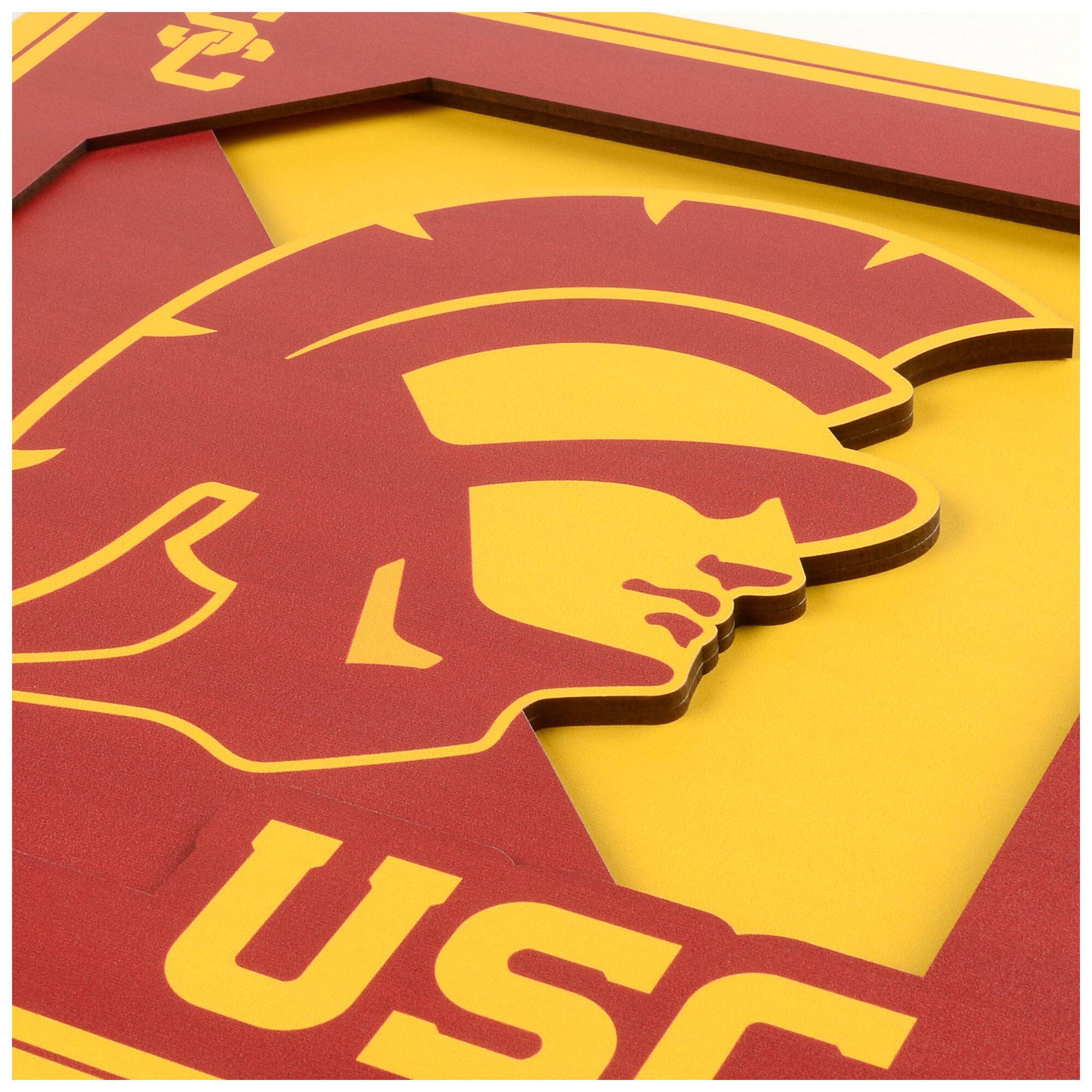 Alt View 1. YouTheFan - USC Trojans 12'' x 12'' 3D Logo Wall Art - Multicolor.