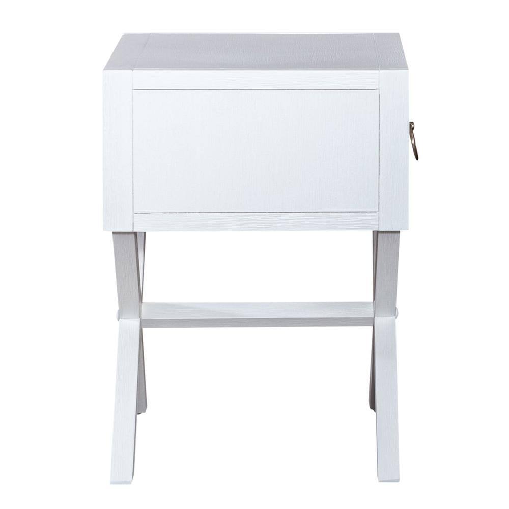 Left. Liberty Furniture Industries - East End 1 Drawer Accent Table in Wirebrushed White - White.