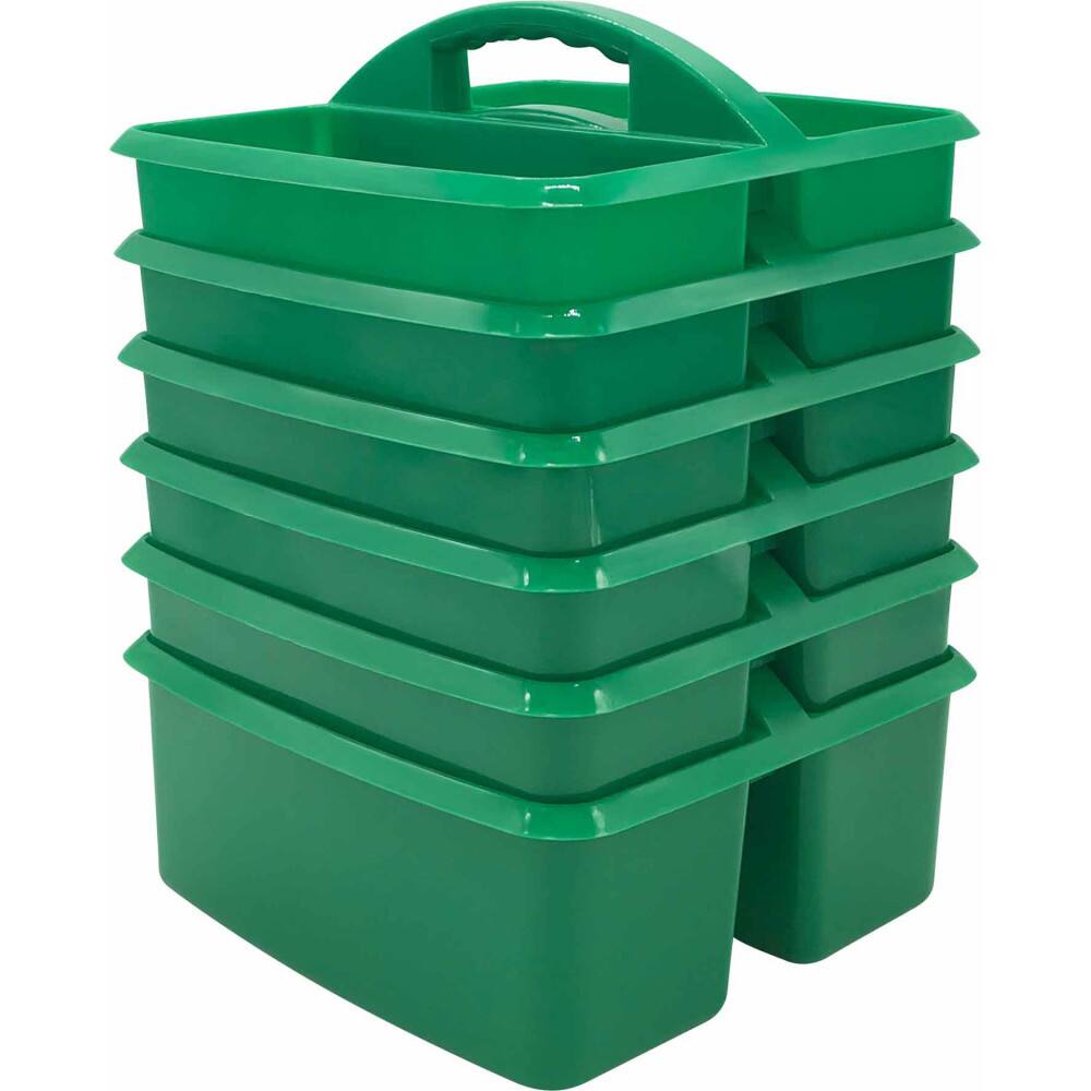 Front. Teacher Created Resources - Teacher Created Resources Green Plastic Storage Caddy, Pack of 6.