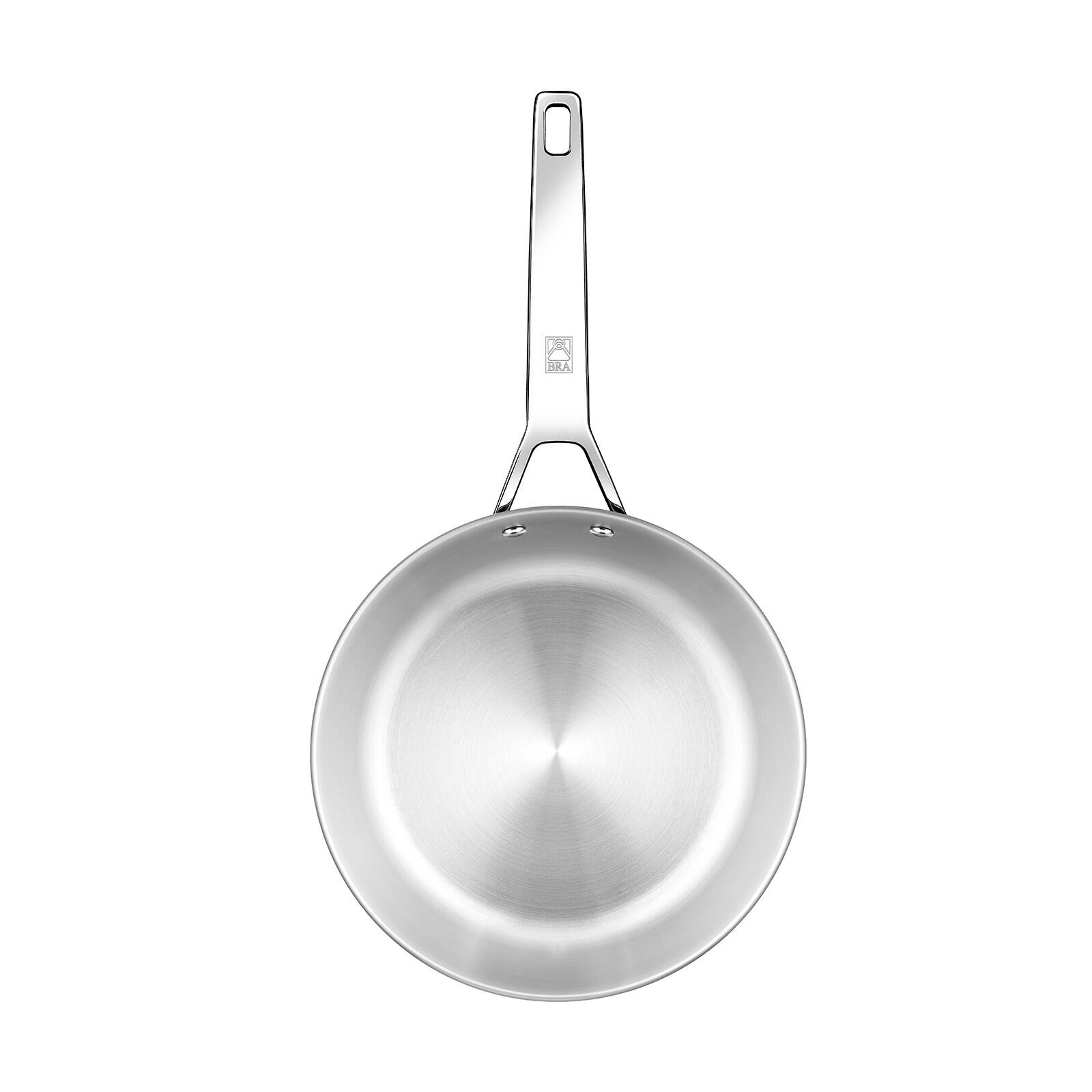 Alt View 1. BRA Cookware - Signature Stainless Steel Professional Deep High Side Frypan, 9.5-Inch - Silver.