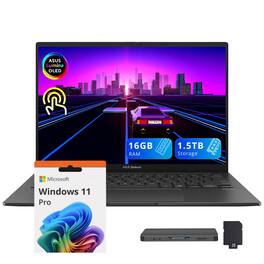 ASUS - Zenbook 14 14" FHD+ OLED Touch Laptop,Intel Ultra 7 255H,16GB RAM,512GB SSD+1TB Dock Set,Backlit,Win 11 Pro - Gray