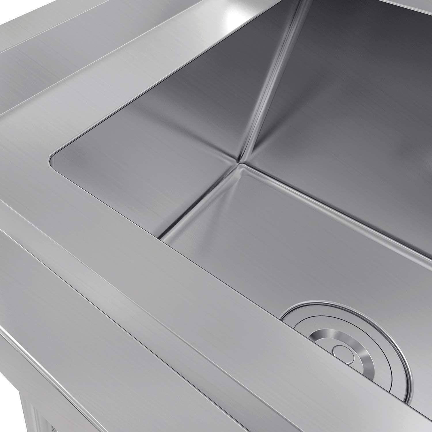 Alt View 3. Winado - Commercial Stainless Steel 3 Compartment Sink Free Standing Utility Sink with Backsplash, Adjustable Legs for Restaurant - Silver.