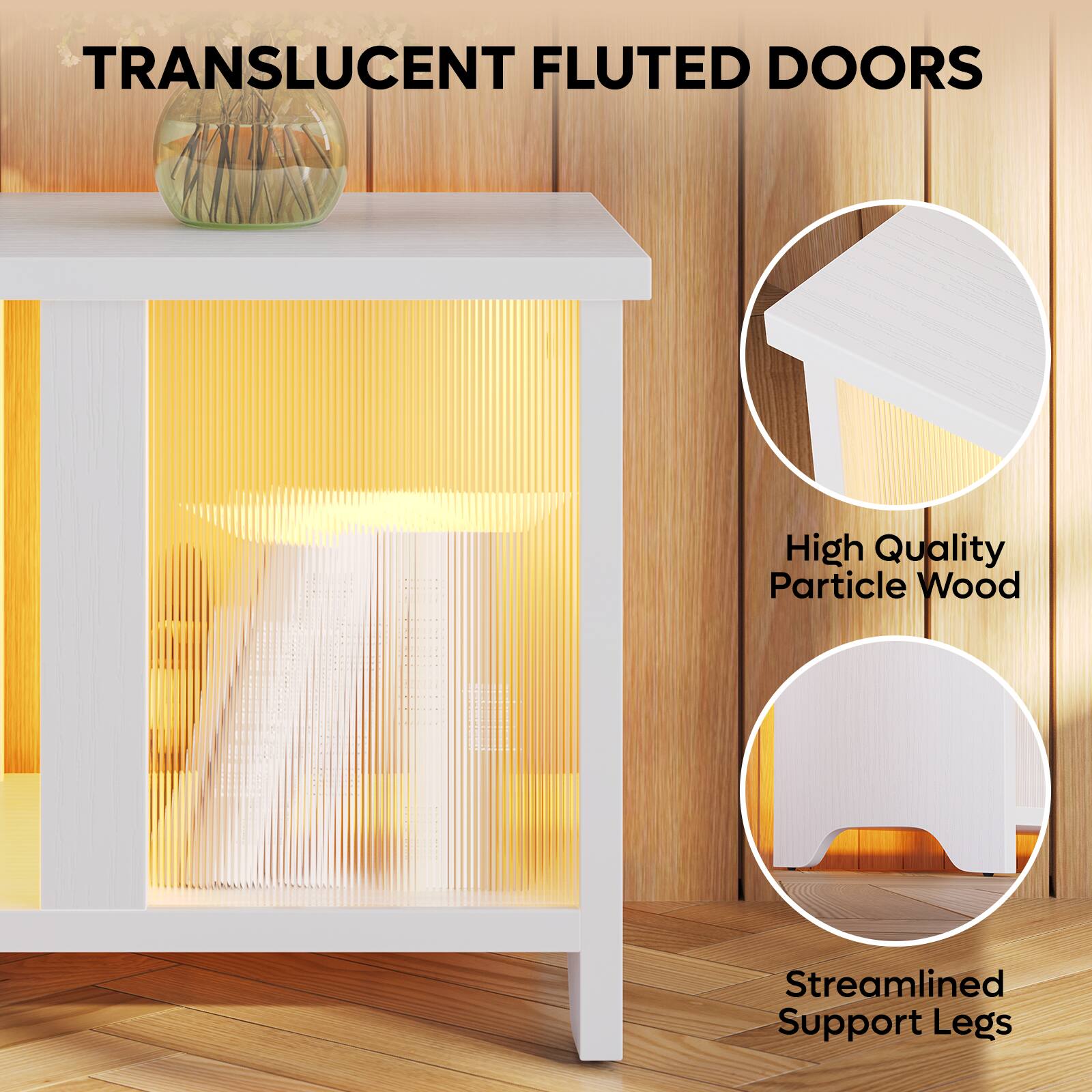 Translucent Fluted Doors High Quality Particle Wood Streamlined Support Legs