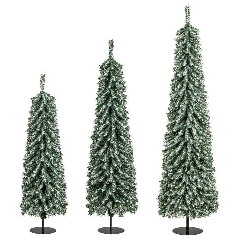 Front. Resenkos - Resenkos Set of 3 Artificial Christmas Trees - Realistic Snow Detail, Green/Black - Green.