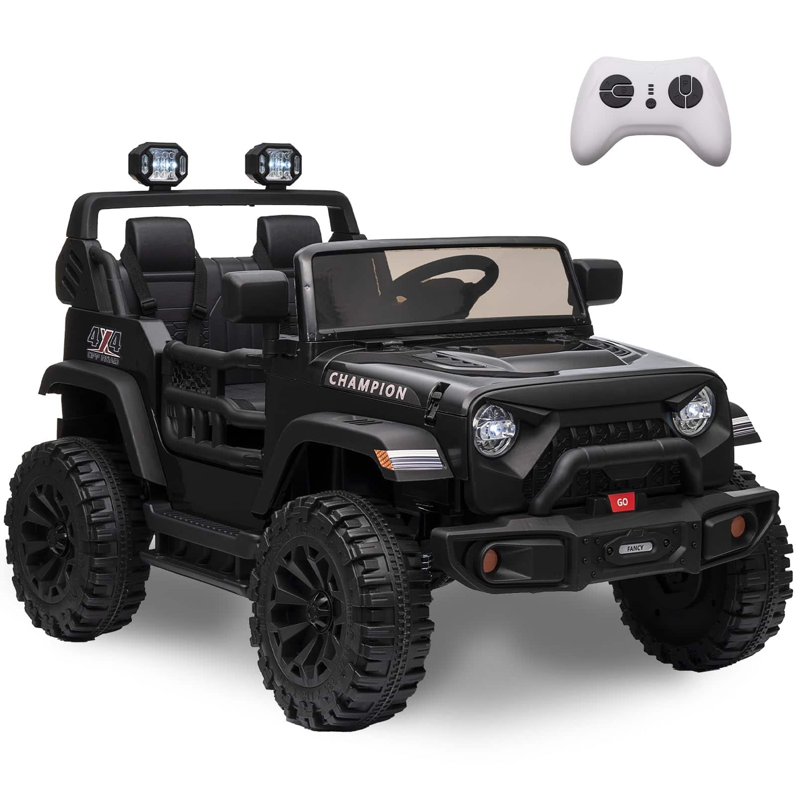 Babevy - 2 Seater Ride On Car, 24V 2x200W Battery Powered Electric Vehicles w/ 20" Wide Adjustable Seat, 2.4G Remote Control - Black