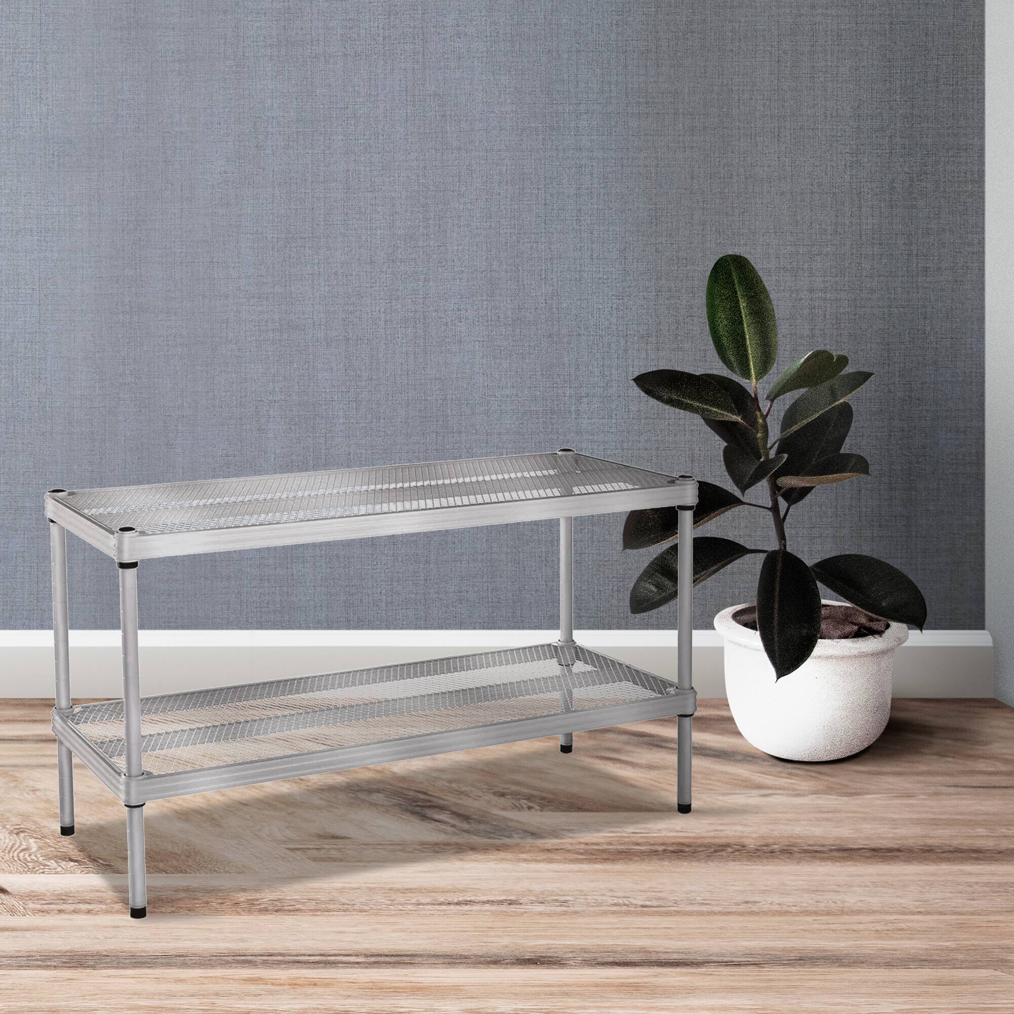 Alt View 3. Design Ideas - Design Ideas MeshWorks 2 Tier Full-Size Metal Storage Shelving Unit Rack, Silver - Silver.