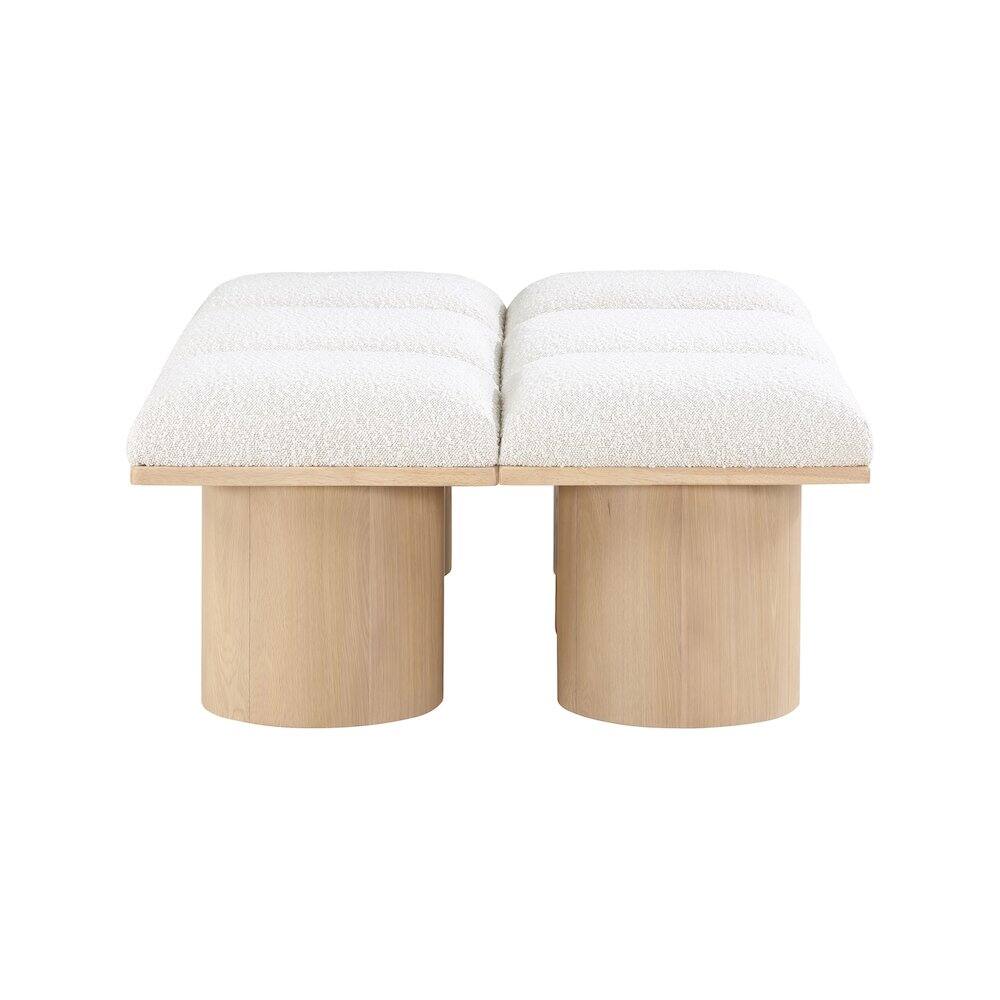 Left. Meridian Furniture - Pavilion Cream Boucle Fabric Bench - Cream Boucle Fabric.