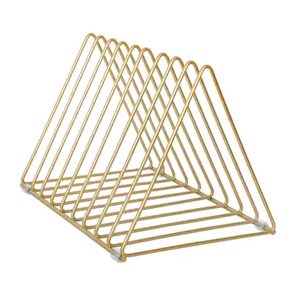 Front. Martha Stewart - Ryder Premium Metal 9 Slot Triangle Desktop Organizer - Gold.