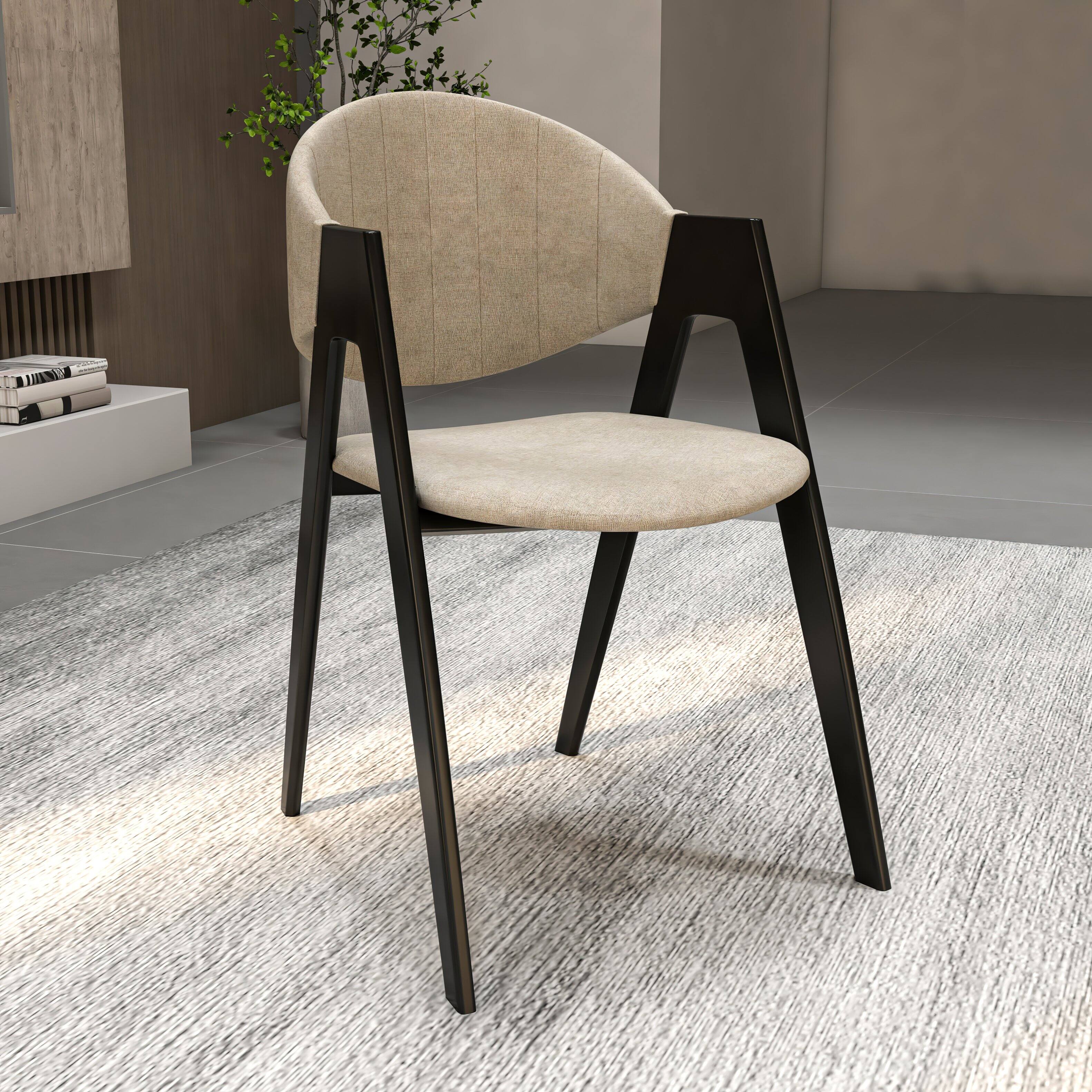 Angle. LeisureMod - Savor Modern Dining Chair, Channel-Stitched PU Leather or Polyester Accent Side Chair with Iron Legs - Grey.
