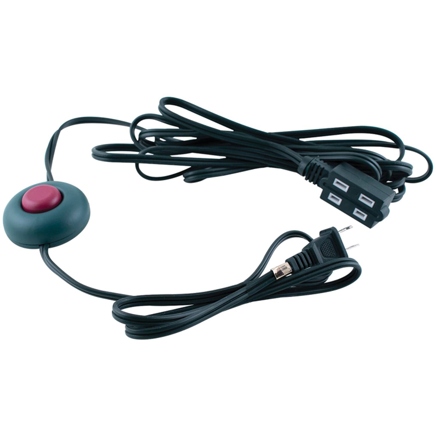 Alt View 1. Axis - Axis 45512 2-prong 3-outlet Indoor Extension Cord With Foot Switch, 9ft - green.